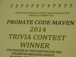 post about Pankauski Law Firm Wins Probate Trivia Night @ Delray Beach Probate Night