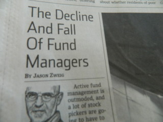 post about Jason Zweig’s Wall Street Journal Article on Passive Investing